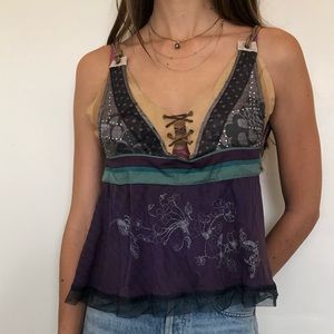 Early 2000s Thrifted Multi-Fabric Top